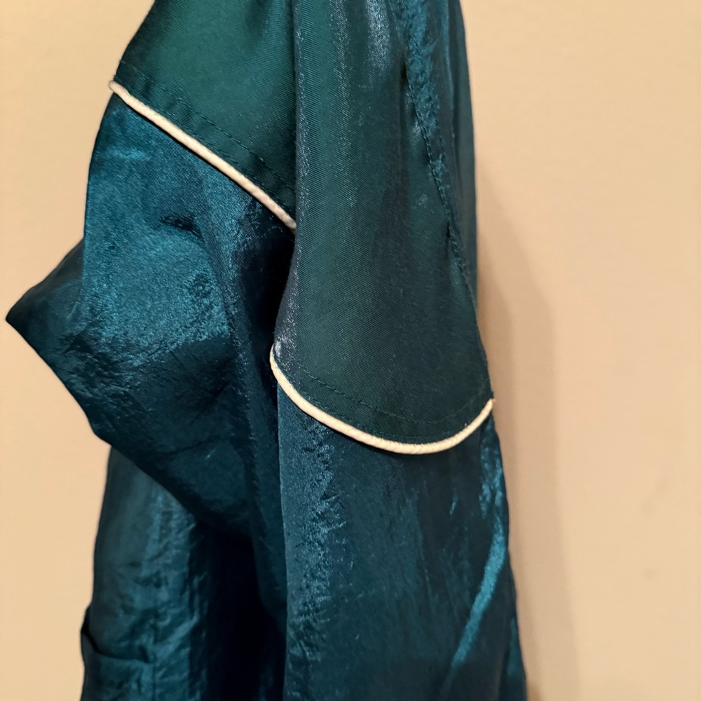 Vtg 80s Active Club Jacket Full Zip Windbreaker Green Quilted Organza Women’s M - Picture 4 of 6